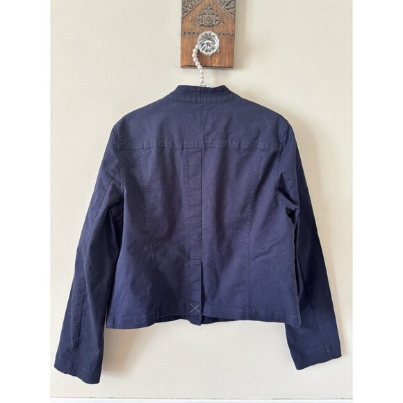 NWT LOFT Womens Size Medium Blue Full Zip Jacket Cotton Blend Pockets - Picture 3 of 4